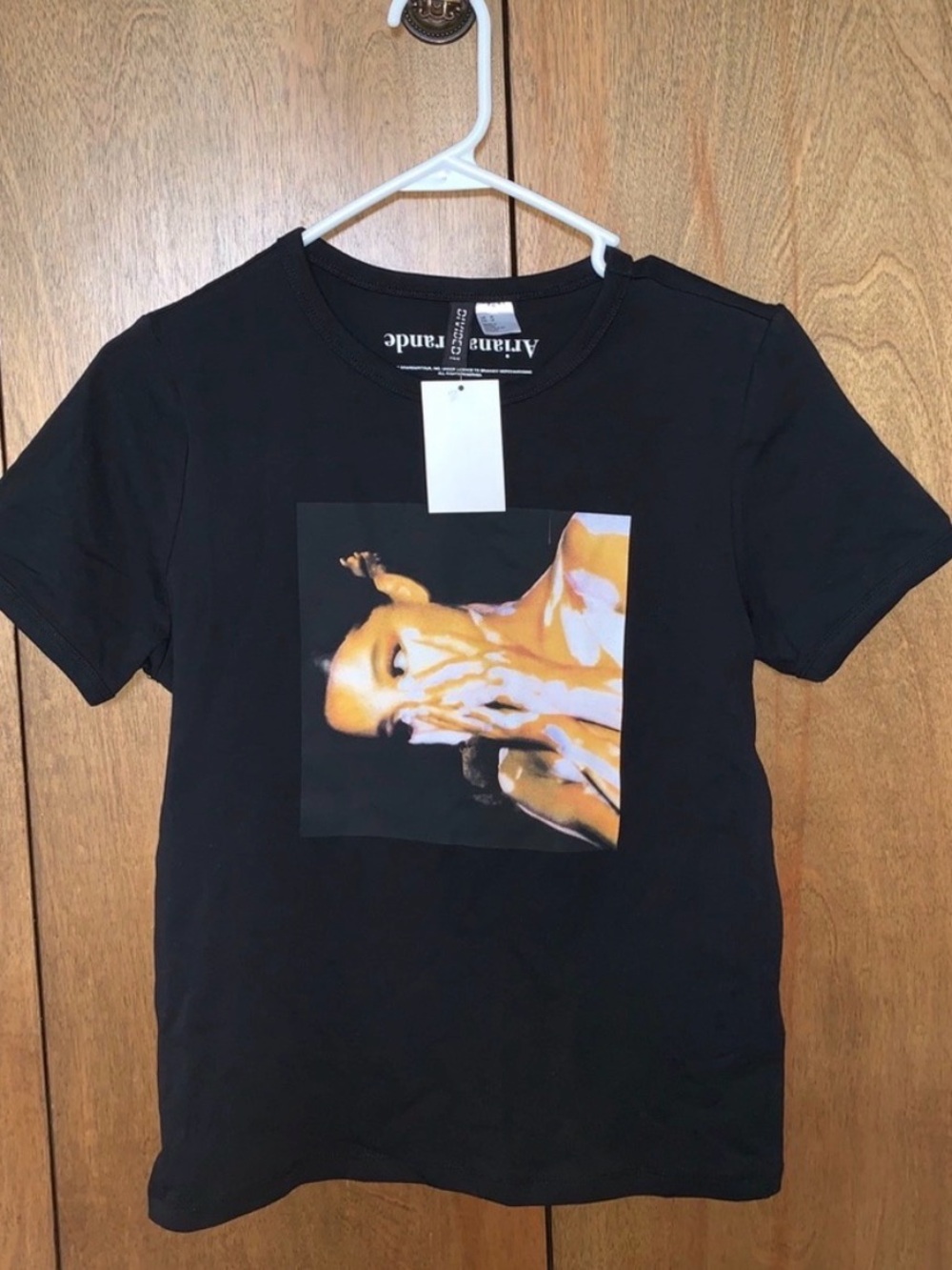 Ariana Grande Black Graphic Tee with Yellow/Orange Print